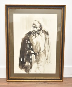MOSHE GAT , GOUACHE PAINTING OF JEWISH MAN