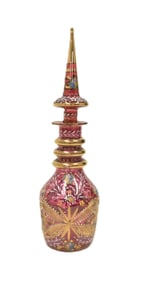 BOHEMIAN ENAMEL 3-RING DECANTER