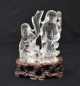 CHINESE CARVED ROCK CRYSTAL FIGURE GROUP