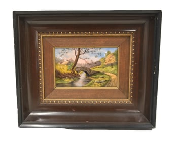 LIMOGES FRENCH ENAMEL LANDSCAPE PLAQUE