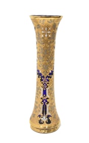 LARGE BOHEMIAN ENAMELED GLASS VASE