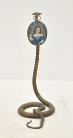 ANTIQUE FRENCH BRONZE SNAKE POCKET WATCH HOLDER