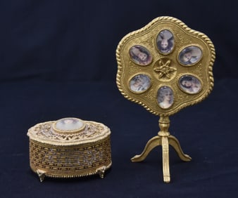 (2) FLORENZA GILDED BOX & MINIATURE TABLE