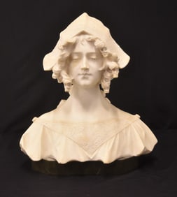 ALABASTER BUST OF YOUNG WOMAN