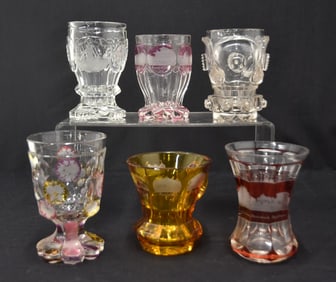 (6) ASSORTED BOHEMAIN GLASS GOBLETS & MUGS
