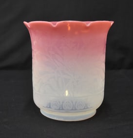 ANTIQUE ETCHED VICTORIAN GLASS SHADE