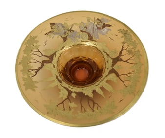 MOSER AMBER GLASS PEDESTAL BOWL