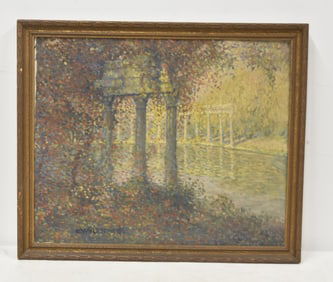 OIL ON CANVAS FRENCH IMPRESSIONIST GARDEN