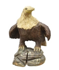 LARGE ANTIQUE CARVED WOOD EAGLE