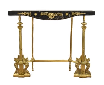 FRENCH EMPIRE STYLE BRONZE & MARBLE CONSOLE TABLE