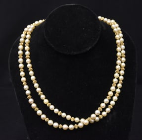 14kt GOLD & PEARL BEAD OPERA NECKLACE