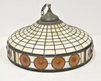 ANTIQUE LEADED GLASS HANGING FIXTURE