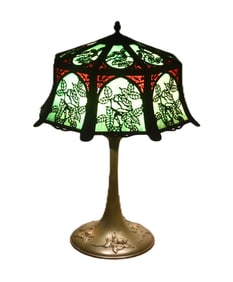 MULTI COLOR SLAG GLASS TABLE LAMP