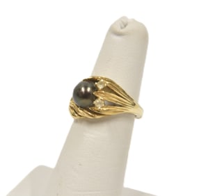 14kt SOUTH SEA PEARL & DIAMOND RING
