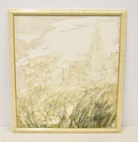 OIL ON BOARD LANDSCAPE WITH RUSSIAN CHURCH