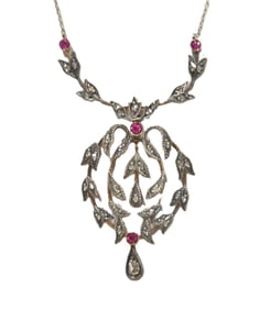 19thC BELLE EPOQUE RUBY & ROSE CUT DIAMOND