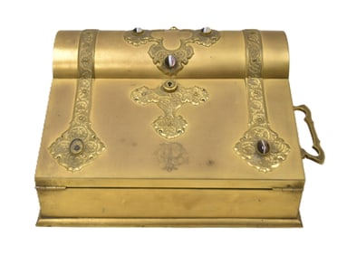 ANTIQUE FRENCH BRONZE JEWELED LAP DESK