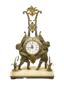 FRENCH CHAMPLEVE BRONZE PUTTI CLOCK