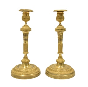 (Pr) FRENCH GILT BRONZE CANDLESTICKS