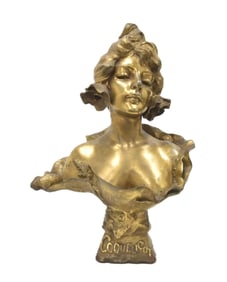 LARGE EMMANUEL VILLANIS GILDED BUST