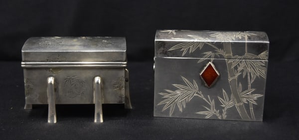 (2) JAPANESE SILVER BOXES