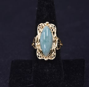14kt PIERCED GOLD & JADE RING