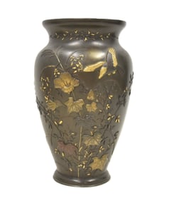JAPANESE MIXED METAL BRONZE VASE