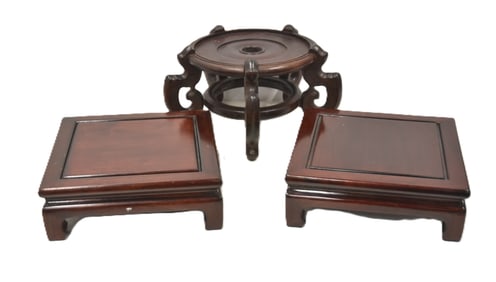 (3) CARVED CHINESE WOOD STANDS