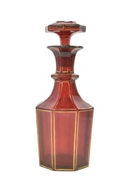 BOHEMIAN RUBY & GOLD DECANTER