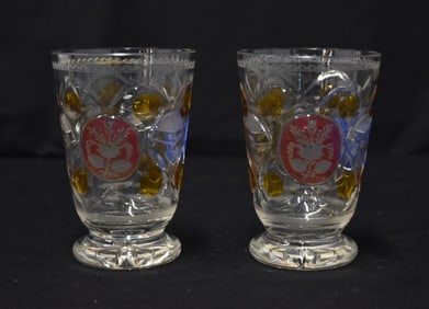 (2) ETCHED BOHEMIAN GLASS GOBLETS