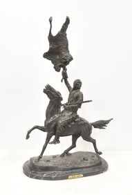 AFTER FREDERIC REMINGTON "BUFFALO SIGNAL" BRONZE