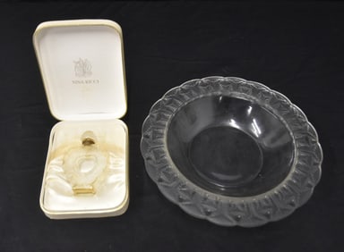 LALIQUE CRYSTAL BOWL / LALIQUE NINA RICCI PERFUME