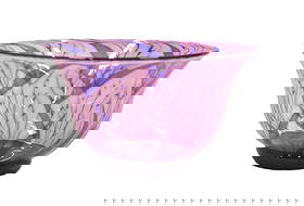 EVA ENGLUND GRAAL FOR ORREFORS ART GLASS VASE: EVA ENGLUND (1937-1998) EVA ENGLUD FOR ORREFORS LEAF PATTERN GRAAL ART GLASS VASE , SIGNED , & DATED 1-86 - 5" x 4 1/2" x 3"