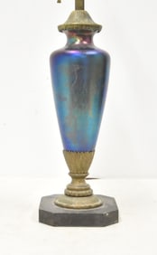 STEUBEN BLUE AURENE VASE LAMP