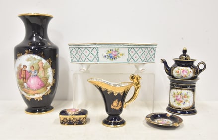 LIMOGES & GERMAN PORCELAIN GROUPING