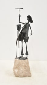 FOLK ART SCULPTURE OF MAN WITH VINTAGE CAMERA