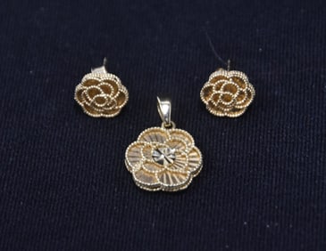 14kt GOLD FLOWER FORM (3)pc SUITE