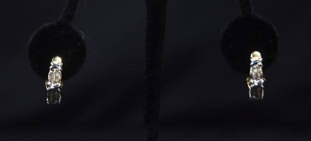 (Pr) 14kt GOLD & DIAMOND HUGGY EARRINGS