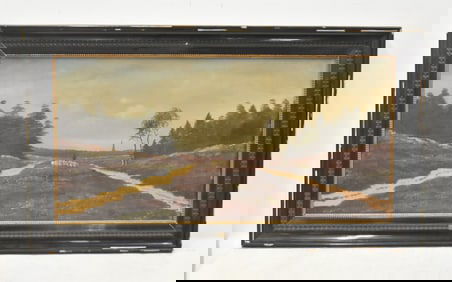 OIL ON PANEL SHEPHERD WITH SHEEP