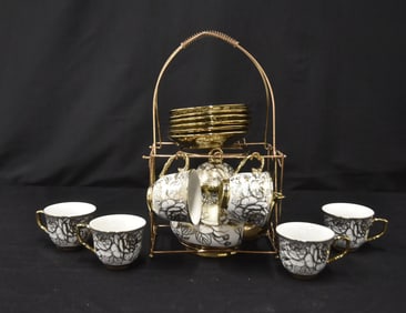 FLORAL GOLD LUSTRE TEA SET