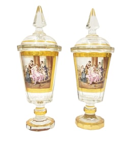 PAIR LARGE BOHEMIAN POKALS