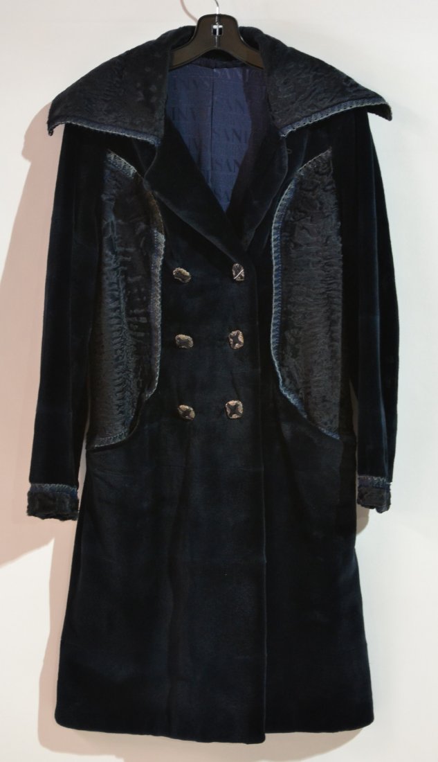 BLUE SHEARED GABRIEL PASANI MINK COAT -: APPROX. SIZE SMALL