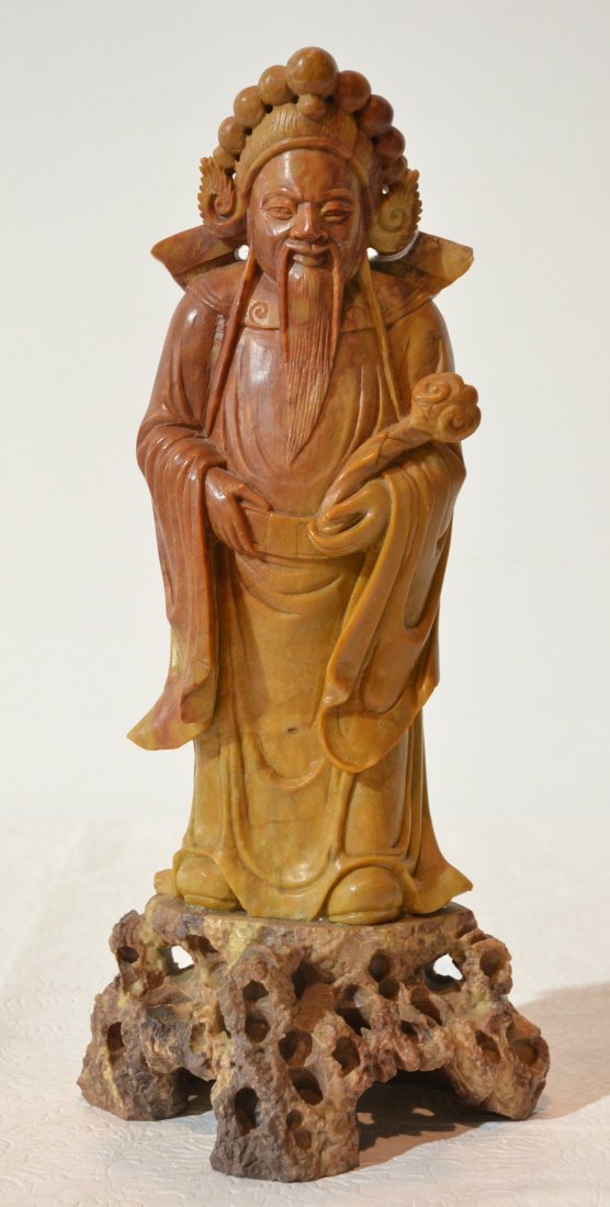 CARVED SOAPSTONE FIGURE OF MAN - 6" x 12 1/2"