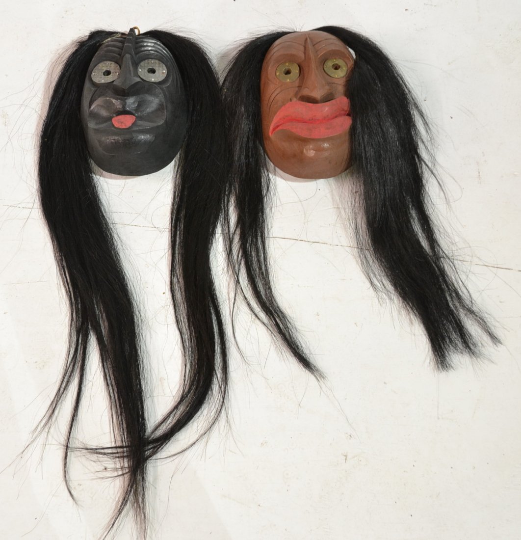 (2) IROQUOIS FALSE FACE SOCIETY MASKS - 7" x 10"