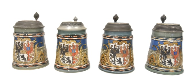 (4) METTLACH BERLIN VIEW STEINS , # 2024