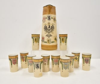 METTLACH 2893 3 LITER STEIN & (12) BEAKERS