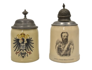 (2) GERMAN PRUSSIAN BEER STEINS