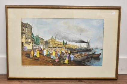 ALBERT E ECCLES , WATERCOLOR TURKISH HARBOUR