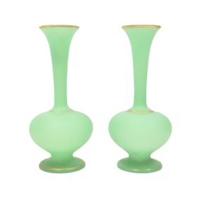 (Pr) GREEN OPALINE VASES