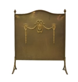 BRONZE FIREPLACE SCREEN WITH GARLANDS & BOW
